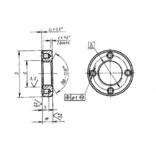 Гайка круглая с отверстиями на торце "под ключ", класс точности А ГОСТ 6393-73 - фото - 1